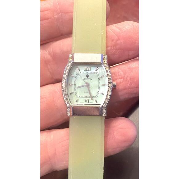 Women's Croton Watch, Green Tint MOP Face and Translucent Band, Crystal Accents - Picture 1 of 4